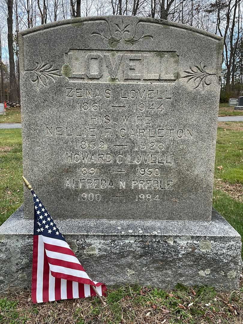 Nellie E. Carleton Lovell's grave. Photo 1