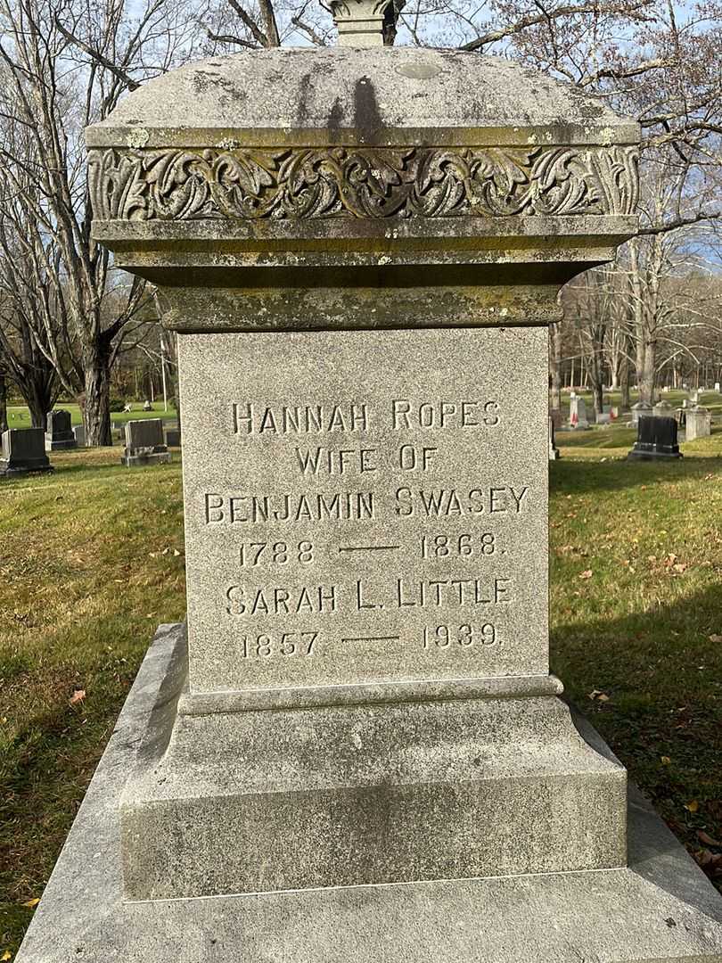 Hannah Ropes Swasey's grave. Photo 3